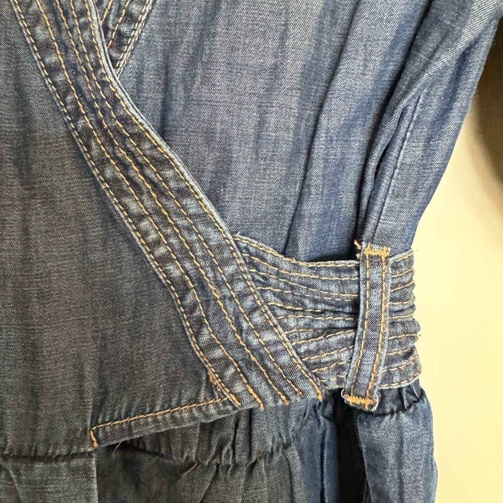 Pilcro by Anthropologie Women’s Chambray Dark Blue Denim Romper Jumpsuit - Picture 5 of 13